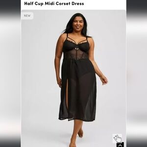 Torrid retro bombshell half cup midi corset underwire dress size 1 Nwt